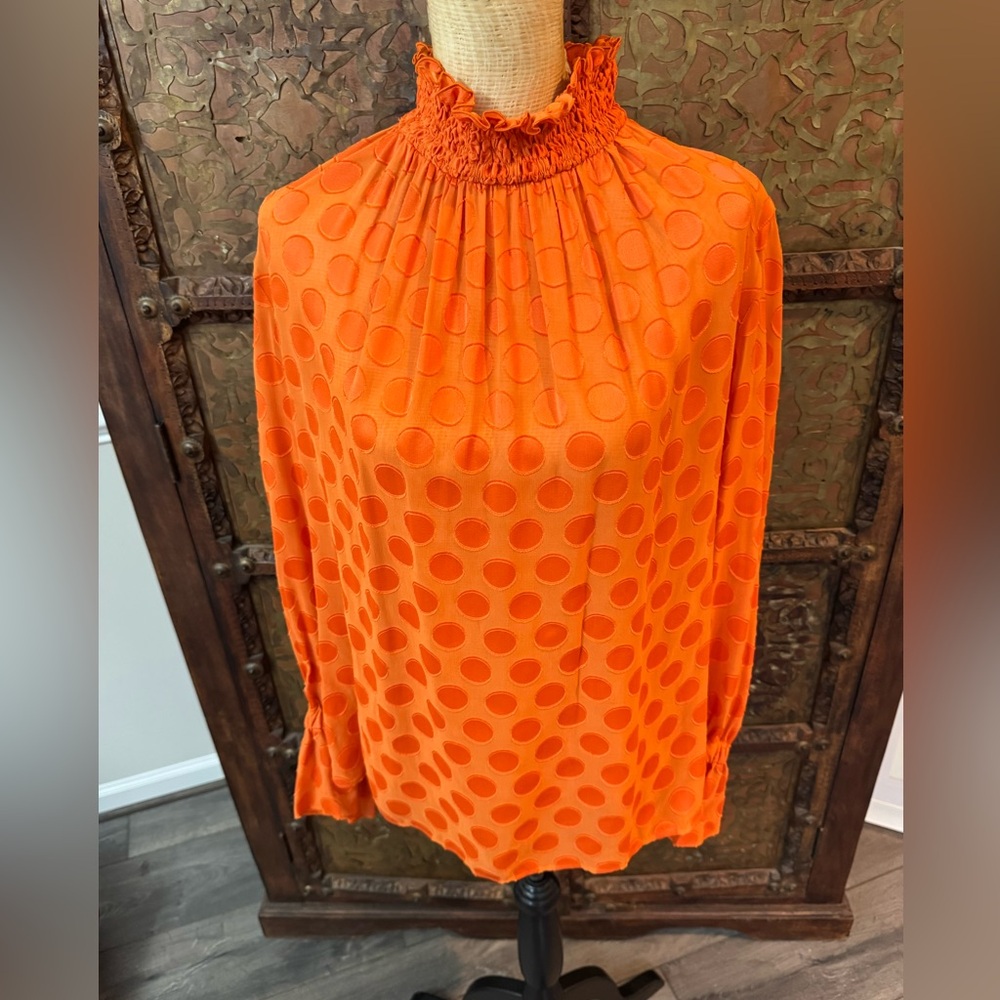 Akris Orange Polka Dot Women's‎ Top 14